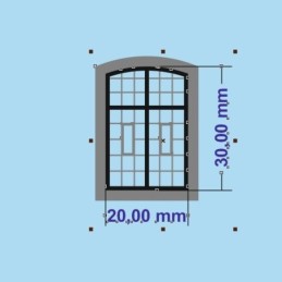 H0 - Okna výtopen a průmyslových budov 30 x 20 mm s rámem