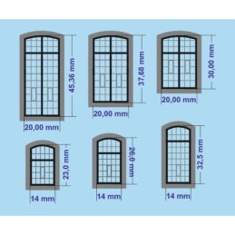 H0 - Okna výtopen a průmyslových budov 30 x 20 mm s rámem