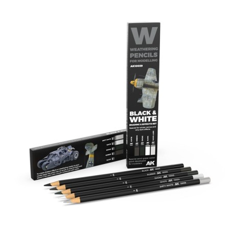 AK AK10039 Watercolor Pencil SET BLACK AND WHITE (5 colors)