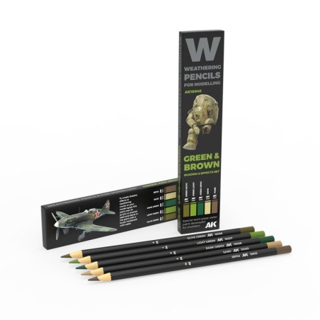 AK AK10040 Watercolor Pencil SET GREEN AND BROWN CAMOUFLAGES (5 colors)