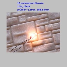 Miniaturní žařovičky - 1.5V/15mA. průměr 1.3 mm (10ks)