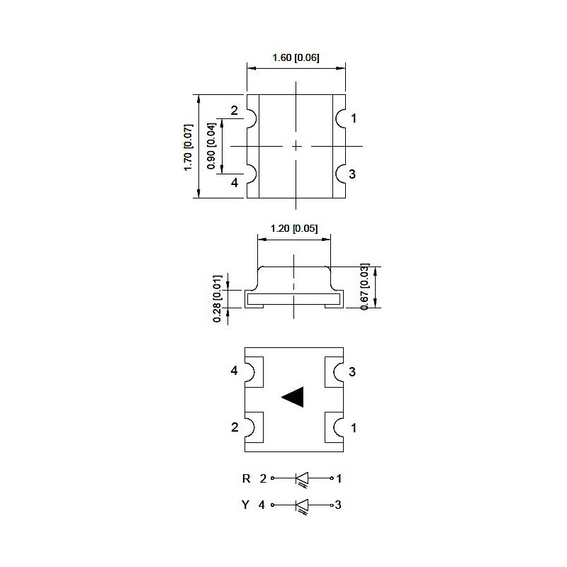 LED dioda dvoubarevná (červená - bílá) miniaturní - 4ks