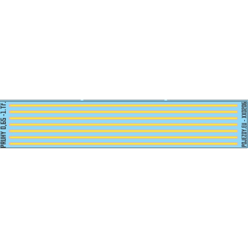 H0 - 1. třída - žlutý pruh (7ks 105 x 0.65 mm)