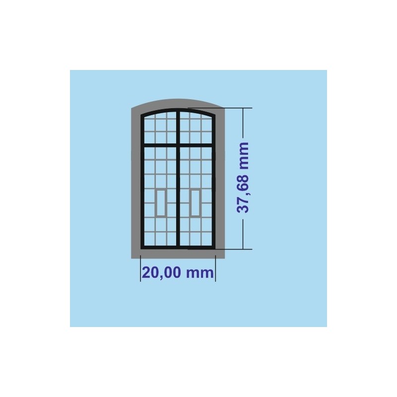 H0 - Okna výtopen a průmyslových budov 38 x 20 mm s rámem