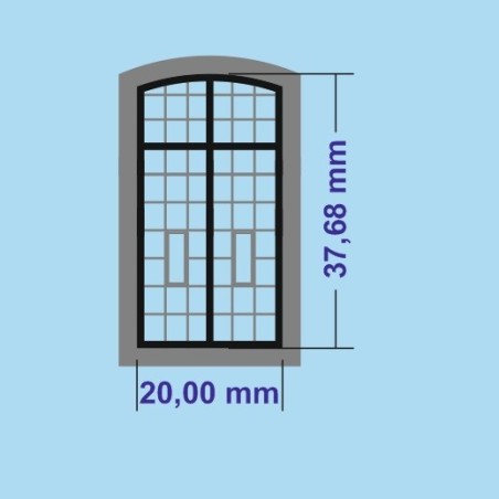 H0 - Okna výtopen a průmyslových budov 38 x 20 mm s rámem