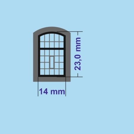 H0 - Okna výtopen a průmyslových budov 23 x 14 mm s rámem