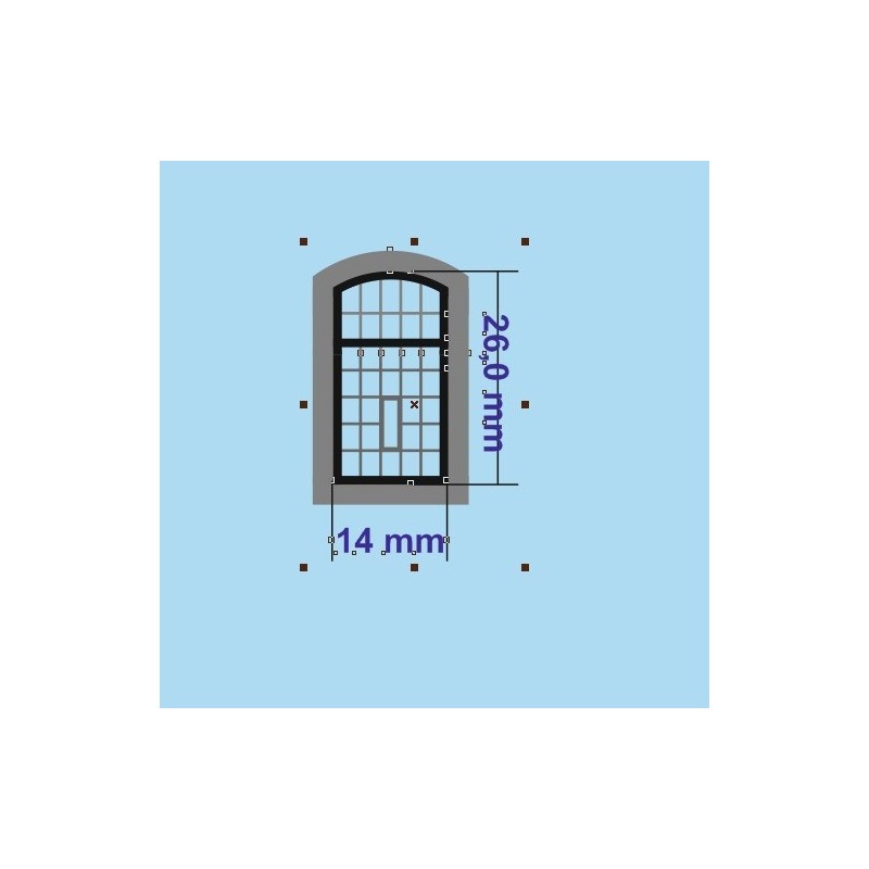 H0 - Okna výtopen a průmyslových budov 26 x 14 mm s rámem