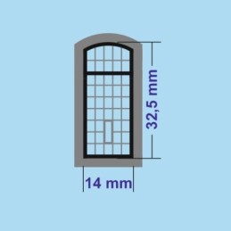 H0 - Okna výtopen a průmyslových budov 32.5 x 14 mm s rámem