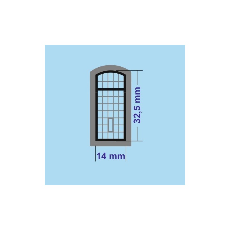 H0 - Okna výtopen a průmyslových budov 32.5 x 14 mm s rámem