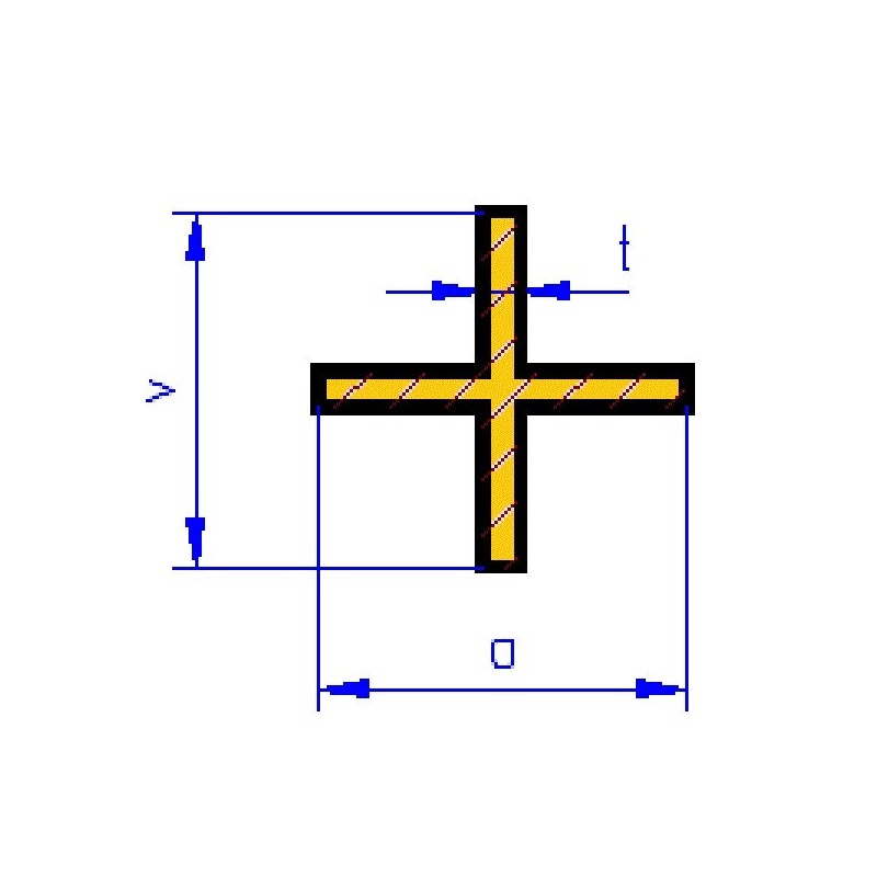 Mosazný křížový profil 310 x 3 x 3 / 0.5 mm