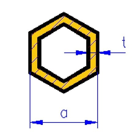 Mosazný dutý šestihran 300 x 2.4 (šířka klíče) / 0.35 mm.
