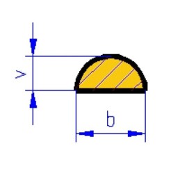 Mosazná tyč půlkruhového průřezu 310 x 5.0 x 2.5 mm.
