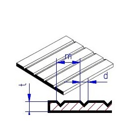 Dřevěná stěna - střední deska s roztečí drážek 0.64 mm. napříč