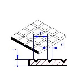 Dlažba - plastová deska s hrubšími drážkami křížem. čtverce 2.1 x 2.1 mm