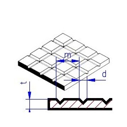 Dlažba - plastová deska s hrubšími drážkami křížem. čtverce 3.2 x 3.2 mm