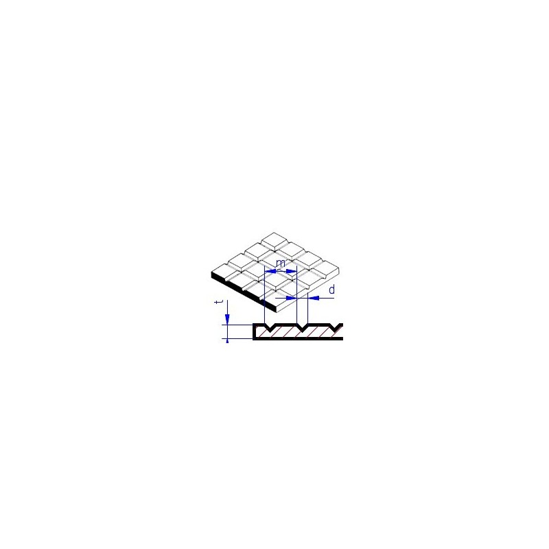 Chodník - plastová deska s jemnějšími drážkami křížem. čtverce 3.2 x 3.2 mm