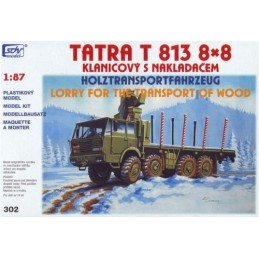 H0 - Tatra 813 8x8 pro svoz dřeva s klanicemi . stavebnice