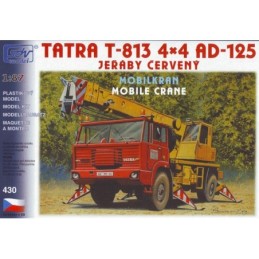 H0 - Tatra 813 4x4 AD-125. jeřáb červený. stavebnice