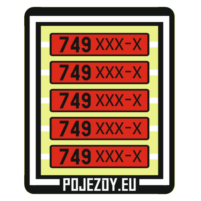 H0 - Plate numbers 749 0xx-x (red colored)