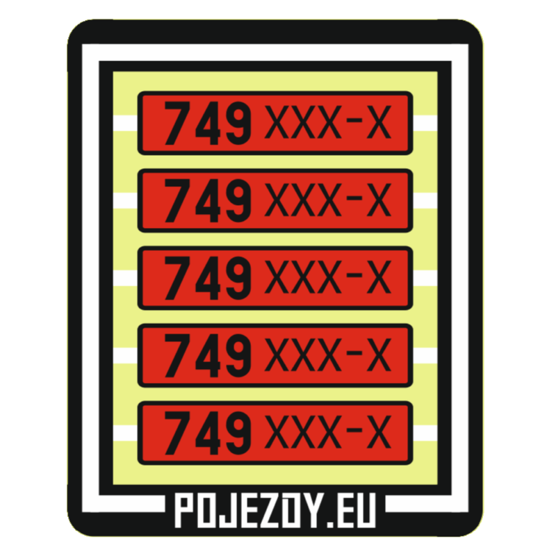 H0 - Plate numbers 749 xxx-x (red colored)