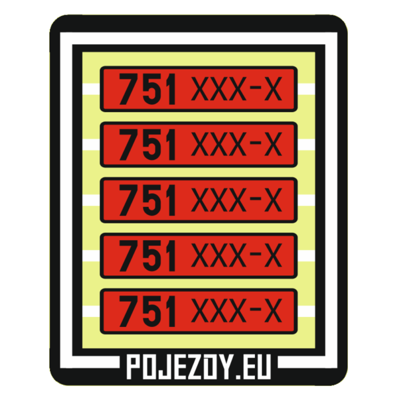 H0 - Plate numbers 751 0xx-x (red colored)