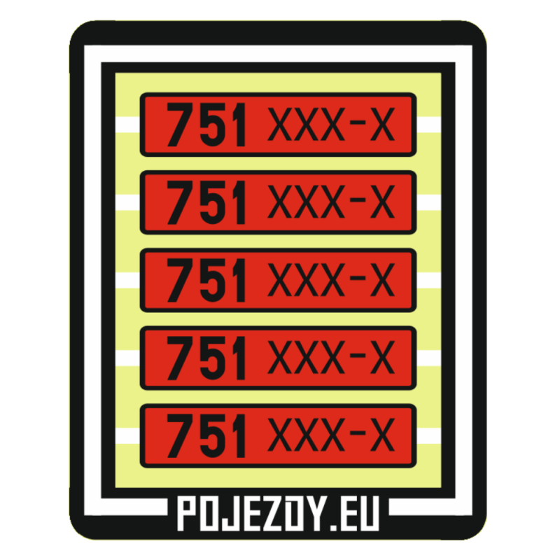 H0 - Plate numbers 751 xxx-x (red colored)