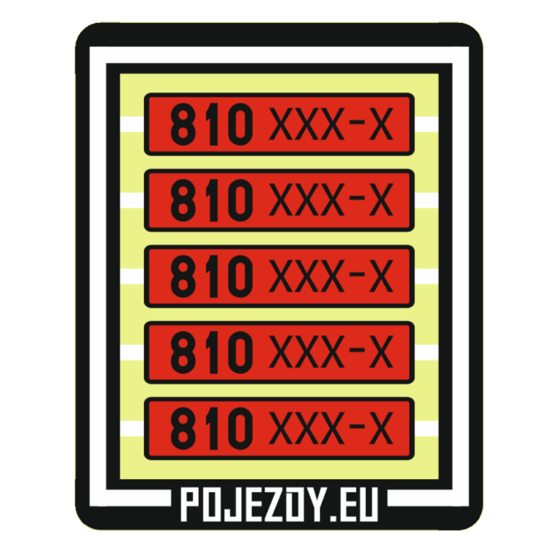 H0 - Plate numbers 810 xxx-x (red colored)