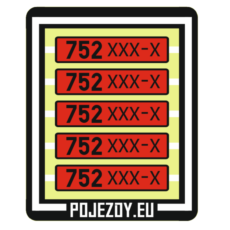 H0 - Plate numbers 752 xxx-x (red colored)