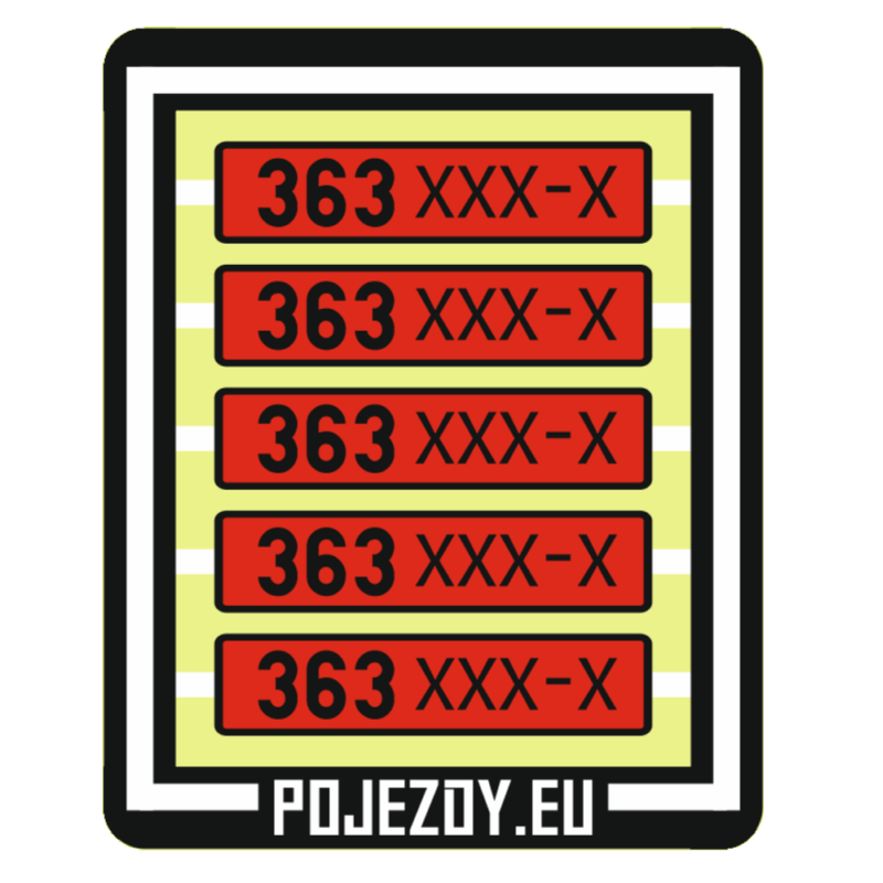 H0 - Plate numbers 363 xxx-x (red colored)