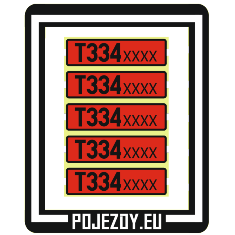 H0 - Plate numbers T334.xxxx (red colored)