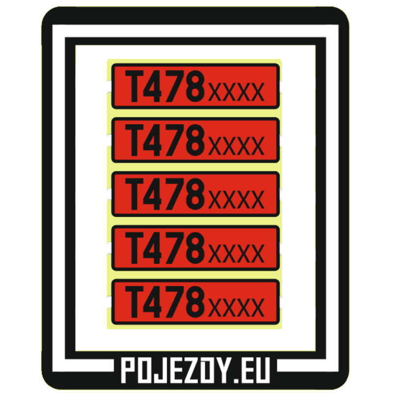 H0 - Plate numbers T478.40xx (red colored)