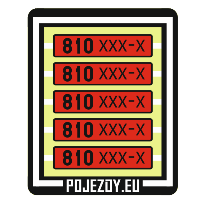 H0 - Plate numbers 810 1xx-x (red colored)