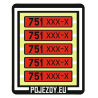 H0 - Plate numbers 751 1xx-x (red colored)