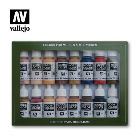 Vallejo Model Color 16 color Set 70125 Face & Skin Tones (16)