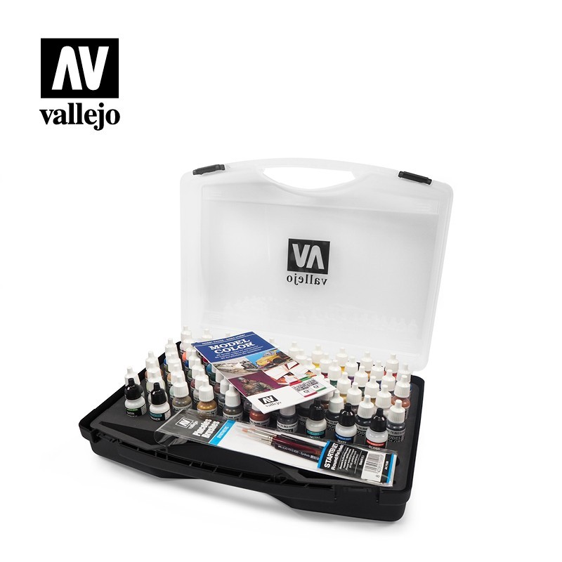 Vallejo Model Color Plastic Case 70172 Basic Colors + Brushes (72)