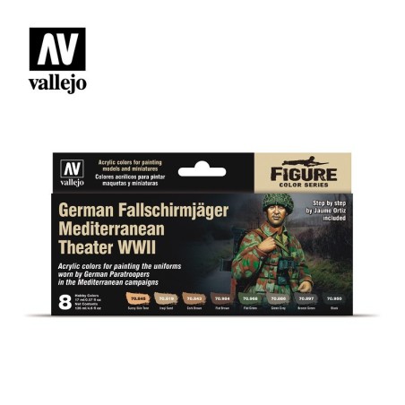 Vallejo Model Color set 70188 German Fallschirmjäger Mediterranean Theater WWII by J.Ortiz (8x17ml)